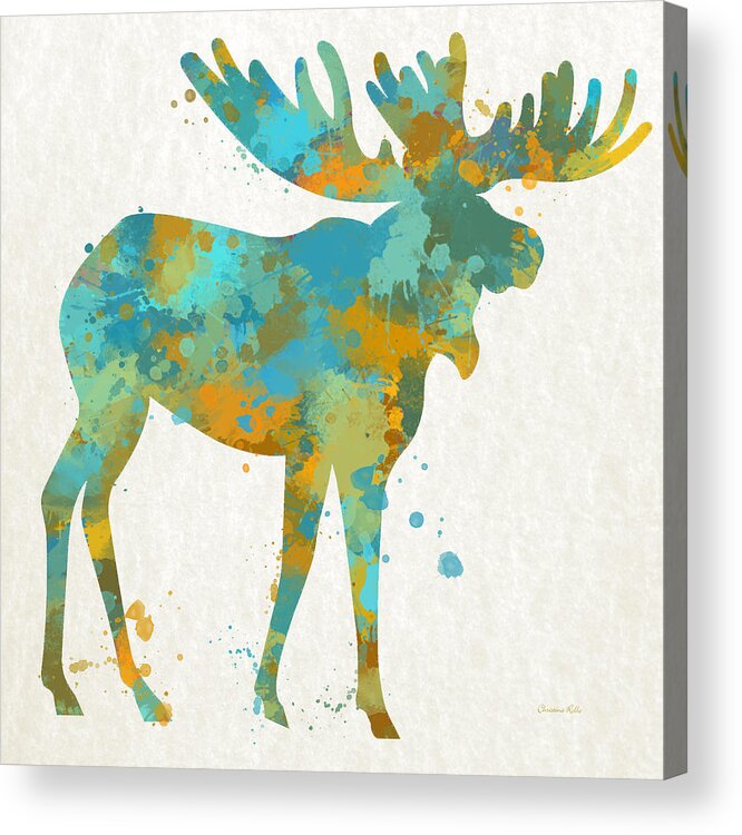 Moose Acrylic Print featuring the mixed media Moose Watercolor Art by Christina Rollo