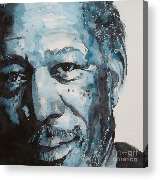 Morgan Freeman Acrylic Print featuring the painting Morgan Freeman by Paul Lovering