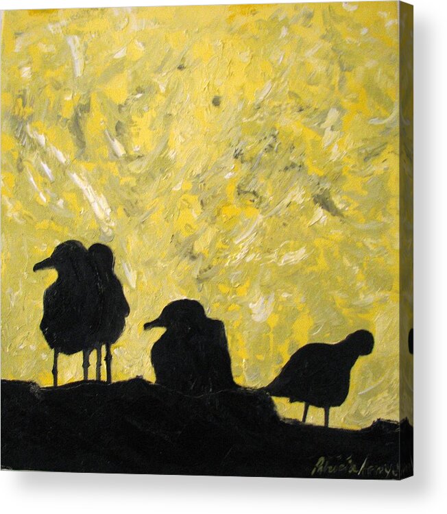 Birds Acrylic Print featuring the painting Morning Birds by Patricia Arroyo