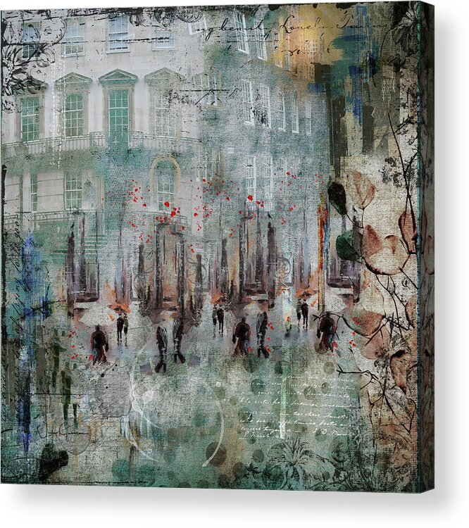 London Acrylic Print featuring the mixed media Morning Dance by Nicky Jameson