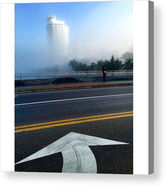 Miamiphotographer Acrylic Print featuring the photograph Morning Fog At Miami Beach by Juan Silva