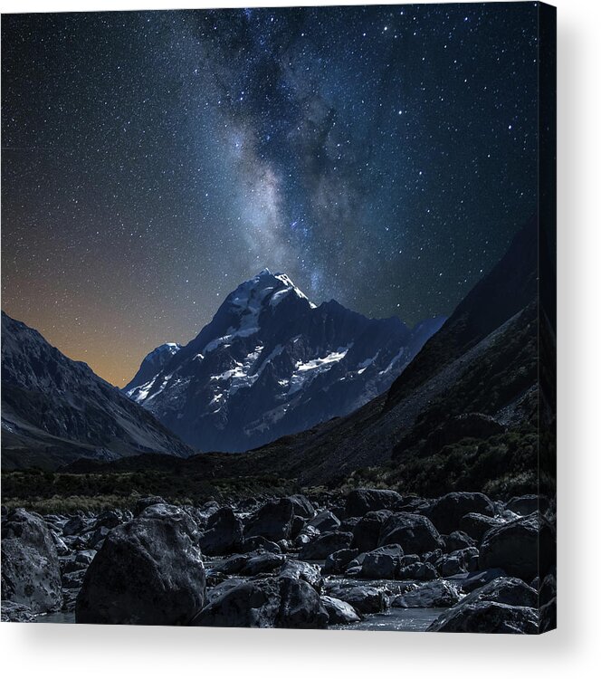 Mount Cook Acrylic Print featuring the photograph Mount Cook at night by Martin Capek