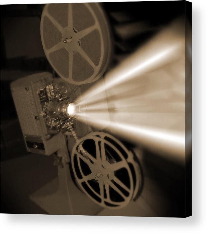 Vintage Acrylic Print featuring the photograph Movie Projector by Mike McGlothlen