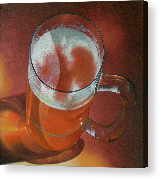 Beer Acrylic Print featuring the painting Mug of Beer by Timothy Jones