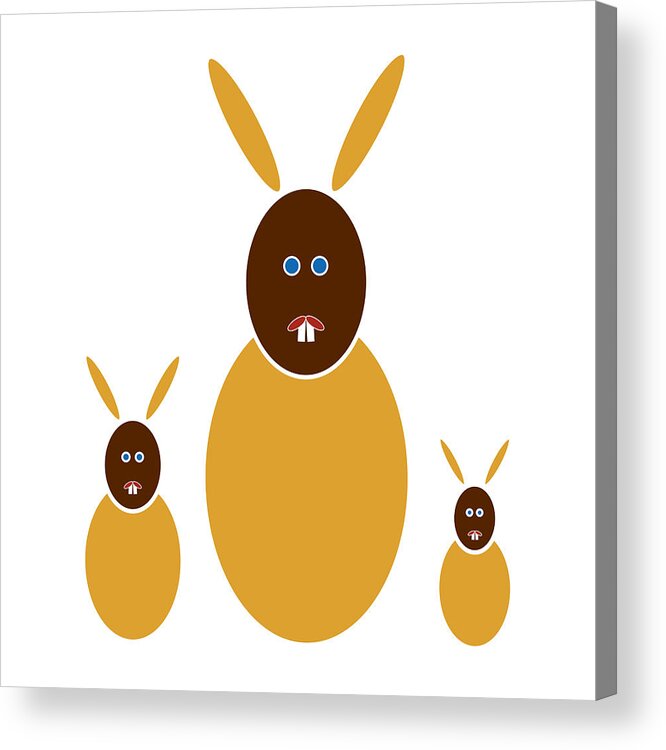 Bunnies Acrylic Print featuring the painting Mustard Bunnies by Frank Tschakert