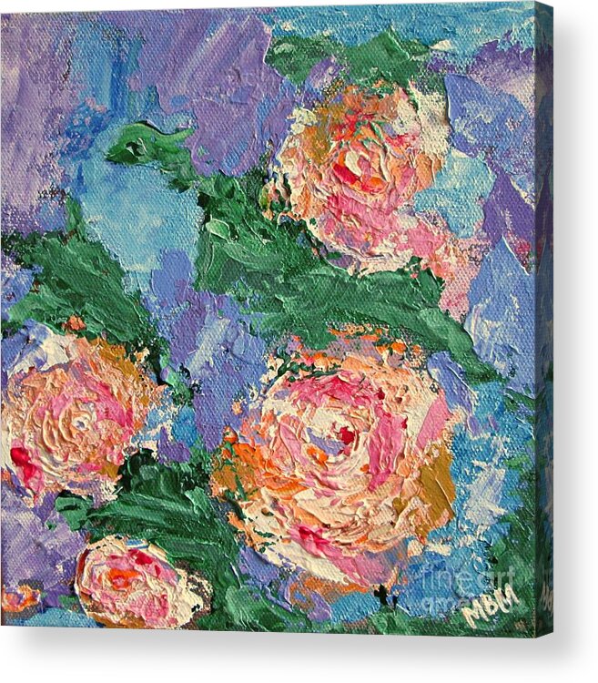 Roses Acrylic Print featuring the painting My Father's Roses by Mary Mirabal