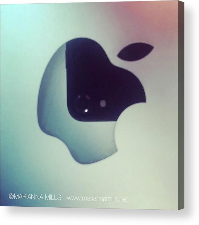 Designer Acrylic Print featuring the photograph My Iphone Reflection On My Macbook Pro by Marianna Mills