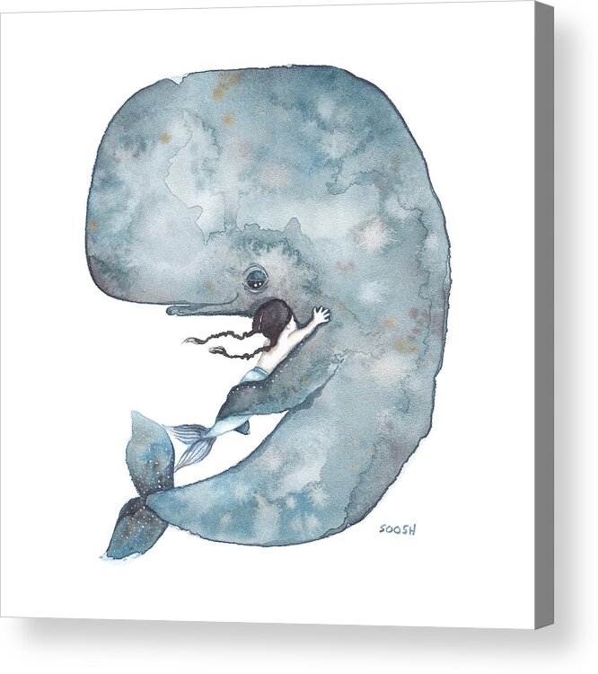 Illustration Acrylic Print featuring the painting My Whale by Soosh 