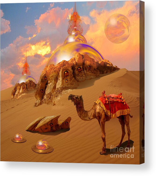 Sci-fi Acrylic Print featuring the digital art Mystic desert by Alexa Szlavics