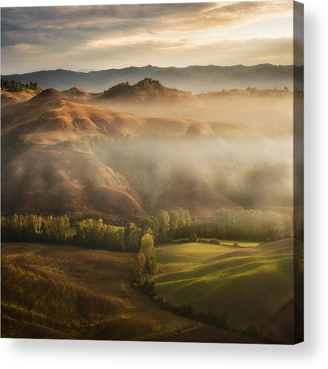 Landscape Acrylic Print featuring the photograph Mystical Waving Fields Tuscany by Jarek Pawlak