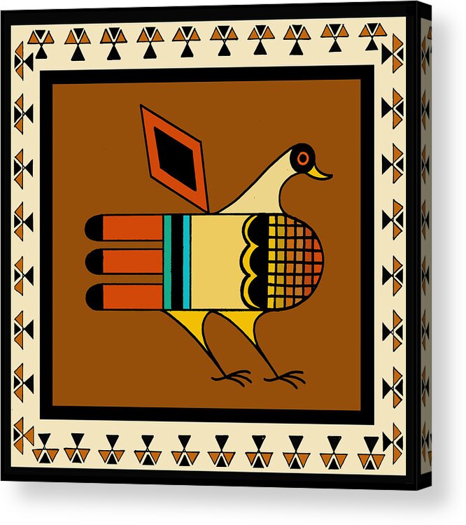 Native American Acrylic Print featuring the digital art Native American Quail by Vagabond Folk Art - Virginia Vivier