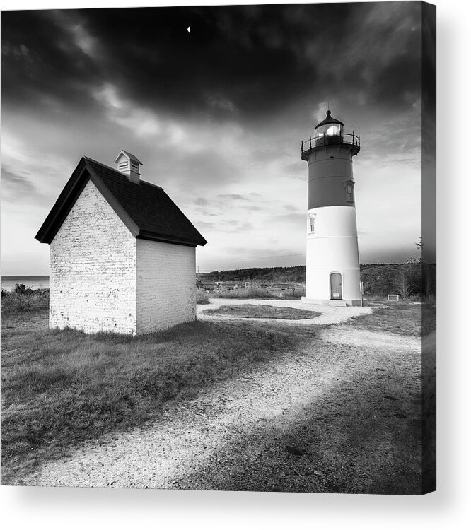 Black And White Acrylic Print featuring the photograph Nauset Light - Black and White Lighthouse by Darius Aniunas