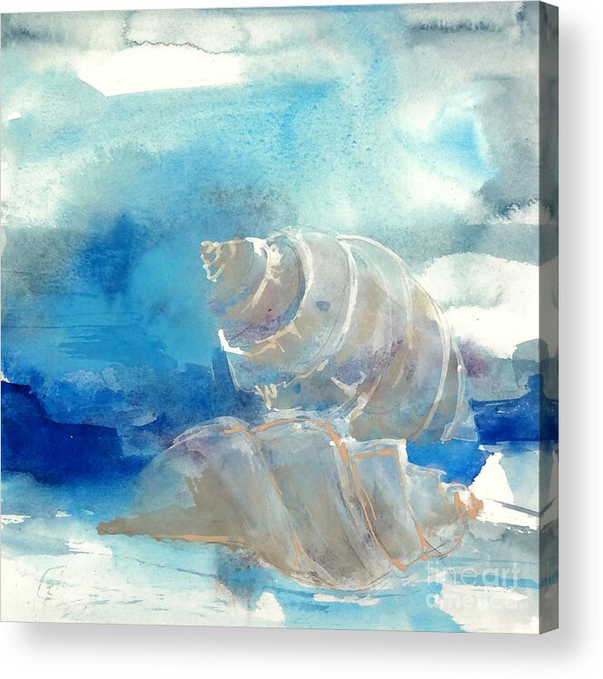 Original Watercolors Acrylic Print featuring the painting Nautilus 1 by Chris Paschke