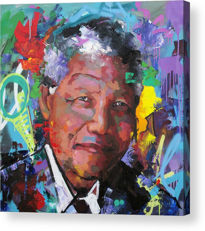 Nelson Acrylic Print featuring the painting Nelson Mandela VI by Richard Day