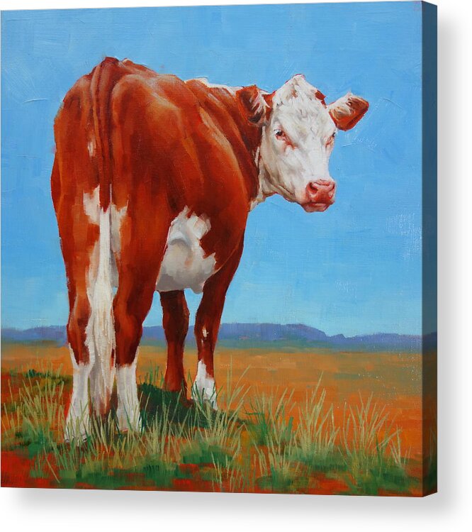 Cow Acrylic Print featuring the painting New Horizons Undecided by Margaret Stockdale