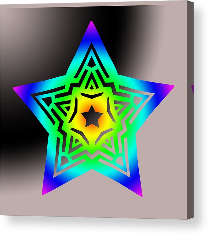 Pentacle Acrylic Print featuring the digital art New Star 1b by Eric Edelman