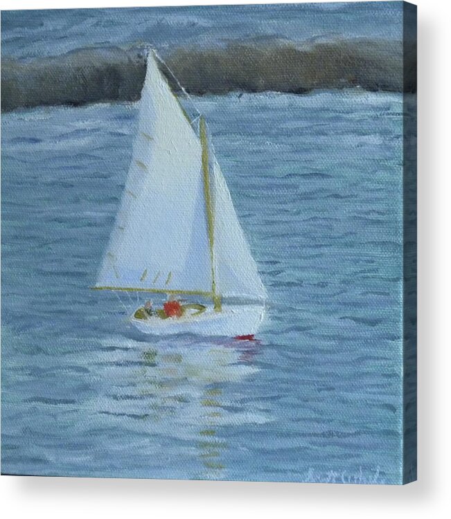 Sailing Ocean Seascape Ocean Boats Maine Acrylic Print featuring the painting Nice Day For A Sail by Scott W White