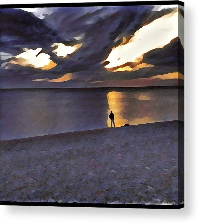 Clouds Old House Weather Lighthouses Boats Sea Ocean Harbor Combine Cats Northern Lights Trees Windmills Alpacas Animals Prairie Elevators Grass Rocks Weeds Flowers   Acrylic Print featuring the photograph Night Fisher by David Matthews