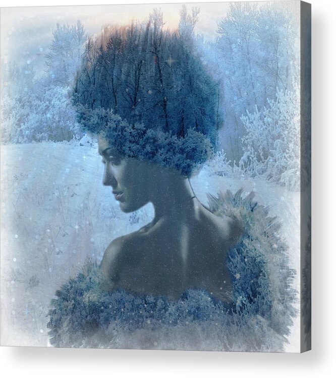 Woman Acrylic Print featuring the digital art Nymph of January by Lilia D