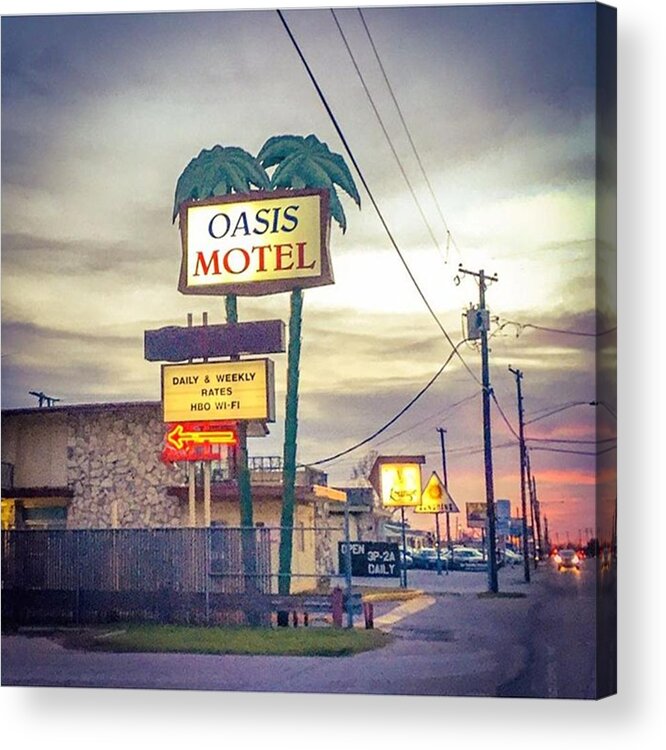 Neonsign Acrylic Print featuring the photograph Oasis Hotel Tequila Sunrise #sign by Alexis Fleisig