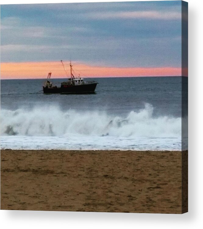 Ocean Acrylic Print featuring the photograph Ocean Tug in the Storm by Vic Ritchey