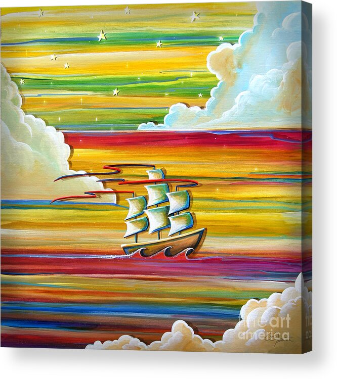 Sky Acrylic Print featuring the painting Off To Neverland by Cindy Thornton