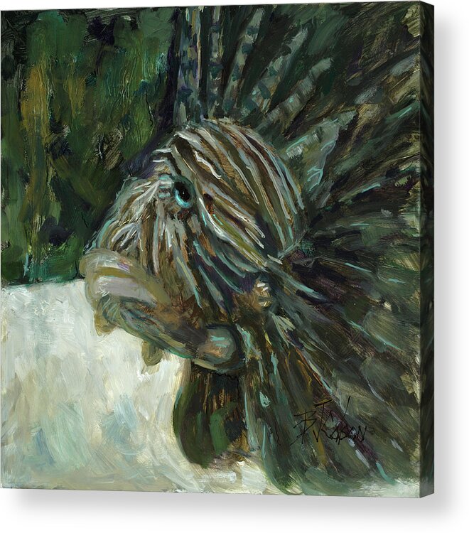 Lionfish Acrylic Print featuring the painting Oh the Troubles I've Seen by Billie Colson