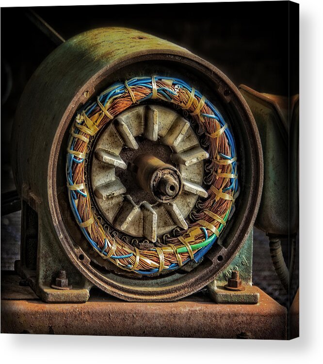 Motor Acrylic Print featuring the photograph Old Electric Motor by Phil Cardamone