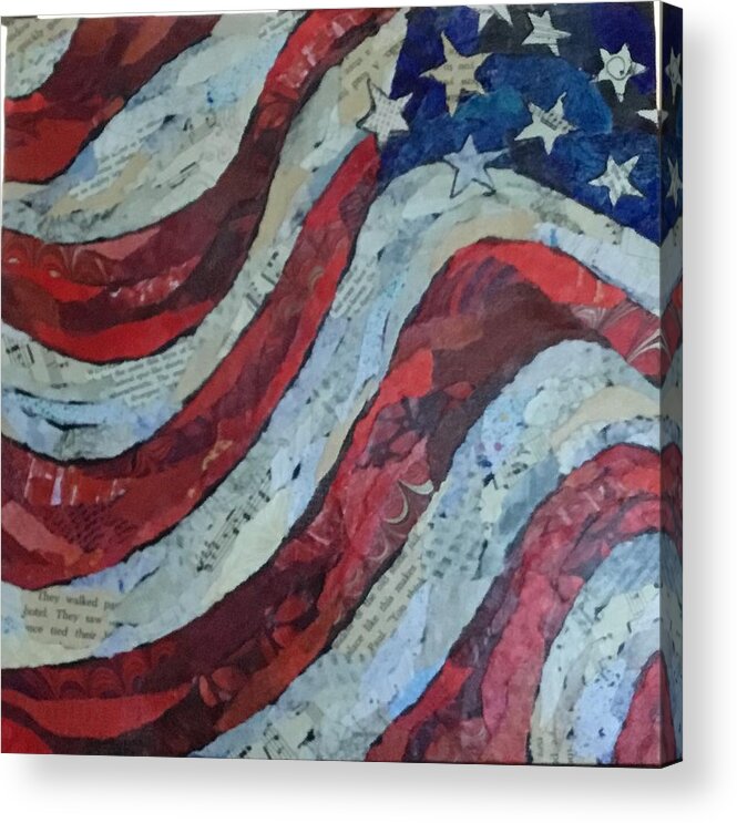 Flag Acrylic Print featuring the painting Old Glory by Phiddy Webb