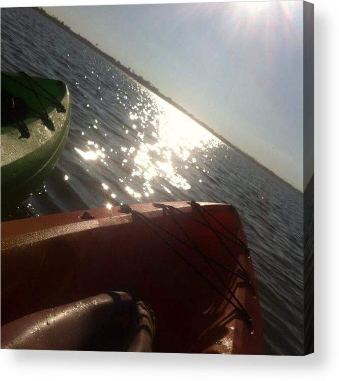 Kayak Acrylic Print featuring the photograph On the ocean by Brittany Weigang