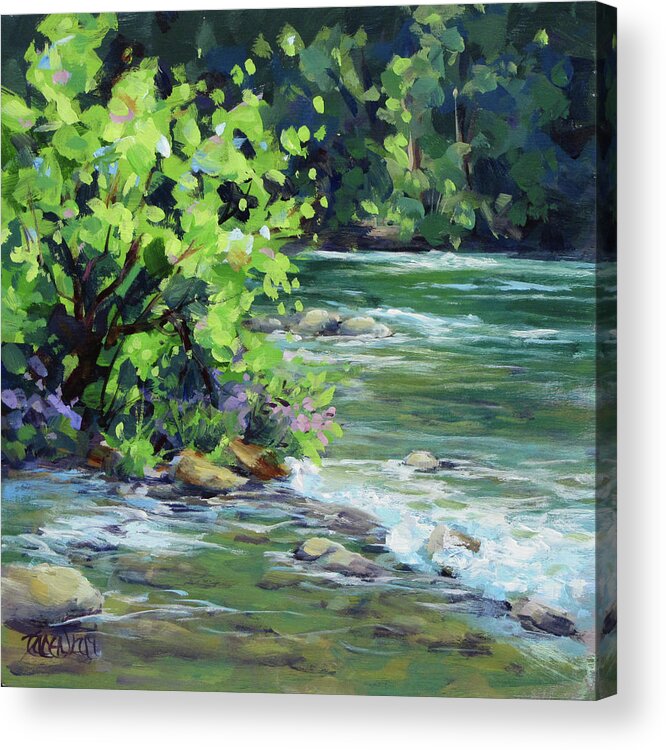 River Acrylic Print featuring the painting On the River by Karen Ilari