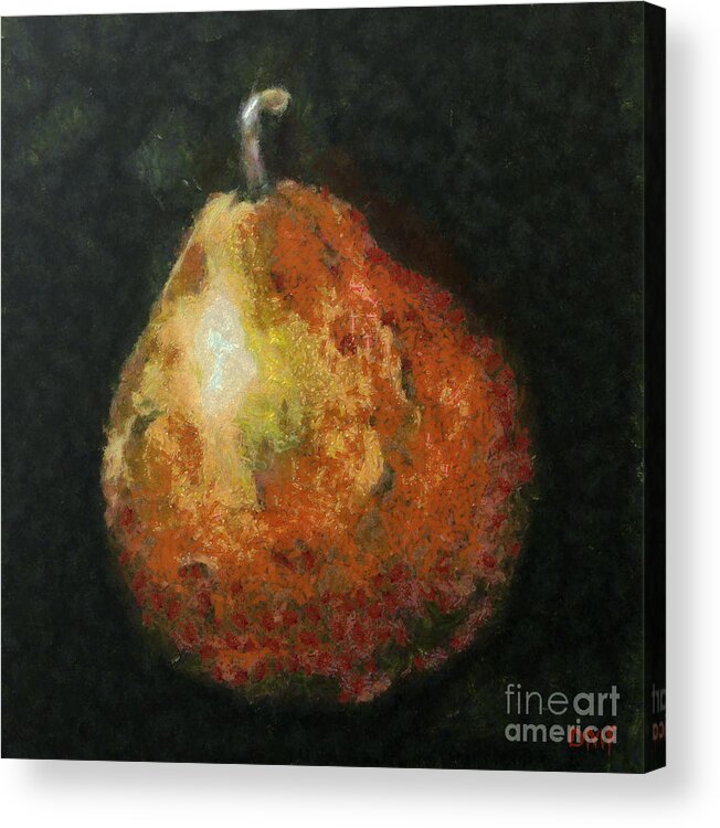 Pear Acrylic Print featuring the painting One pear by Dragica Micki Fortuna