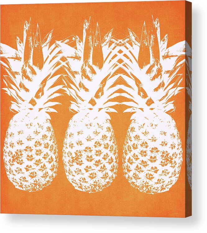 Pineapple Acrylic Print featuring the painting Orange and White Pineapples- Art by Linda Woods by Linda Woods