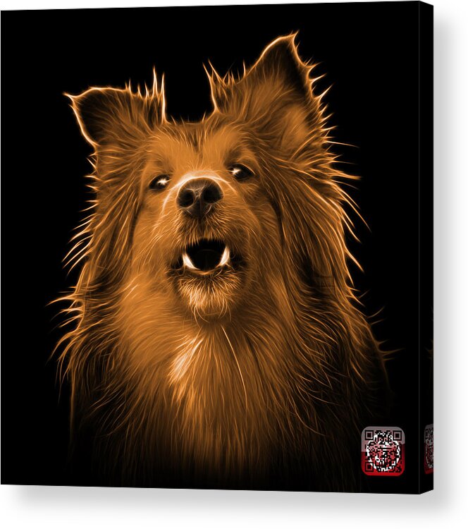 Sheltie Acrylic Print featuring the painting Orange Sheltie Dog Art 0207 - BB by James Ahn