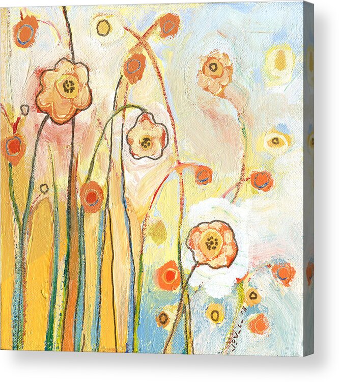 Floral Acrylic Print featuring the painting Orange Whimsy by Jennifer Lommers