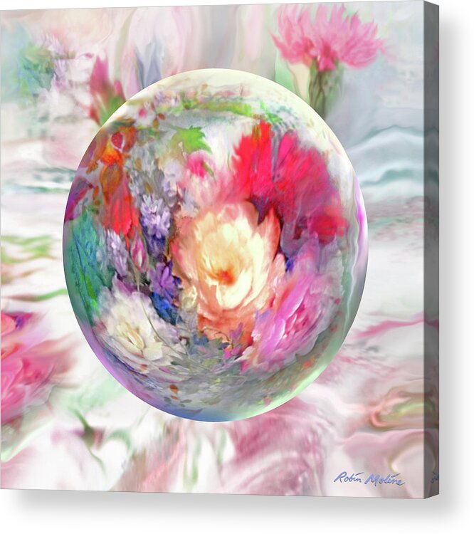 Spring Flowers Acrylic Print featuring the digital art Orbital Spring by Robin Moline