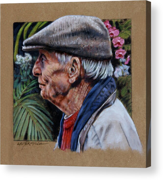 Old Man Acrylic Print featuring the painting Orchid Man by John Lautermilch