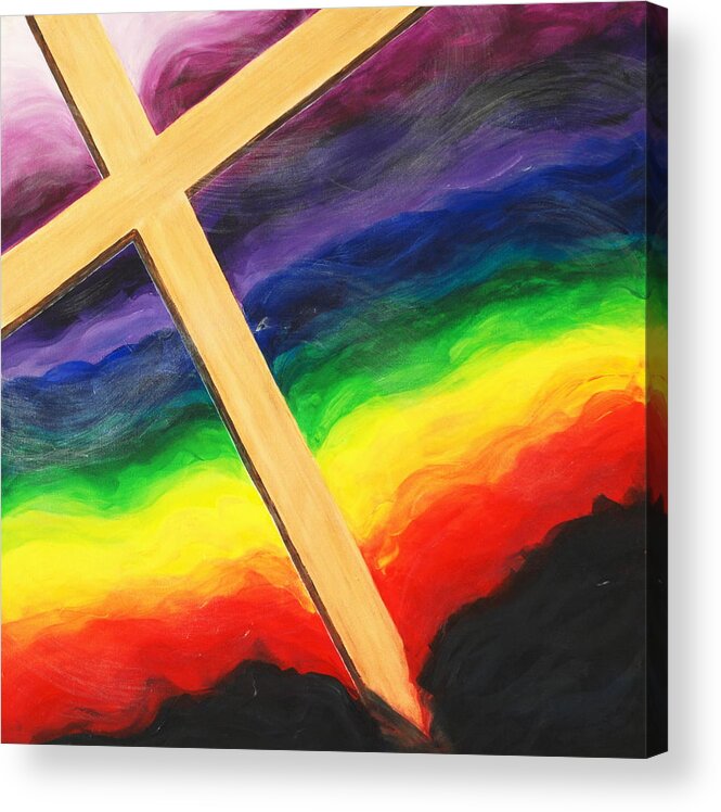 Cross Acrylic Print featuring the painting Out of the Ashes by Deb Brown Maher