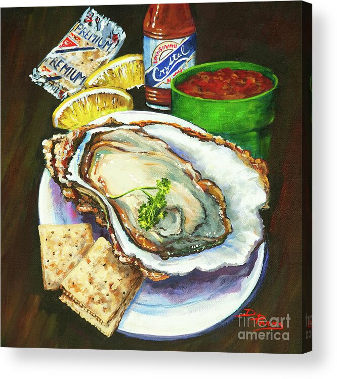  Louisiana Oyster Acrylic Print featuring the painting Oyster and Crystal by Dianne Parks