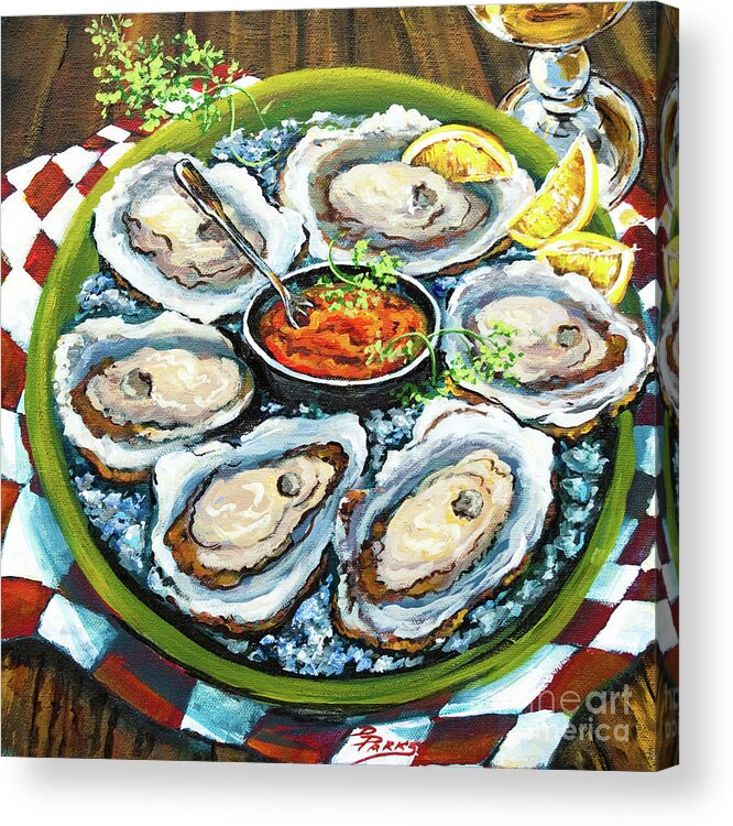 Oysters Acrylic Print featuring the painting Oysters on the Half Shell by Dianne Parks