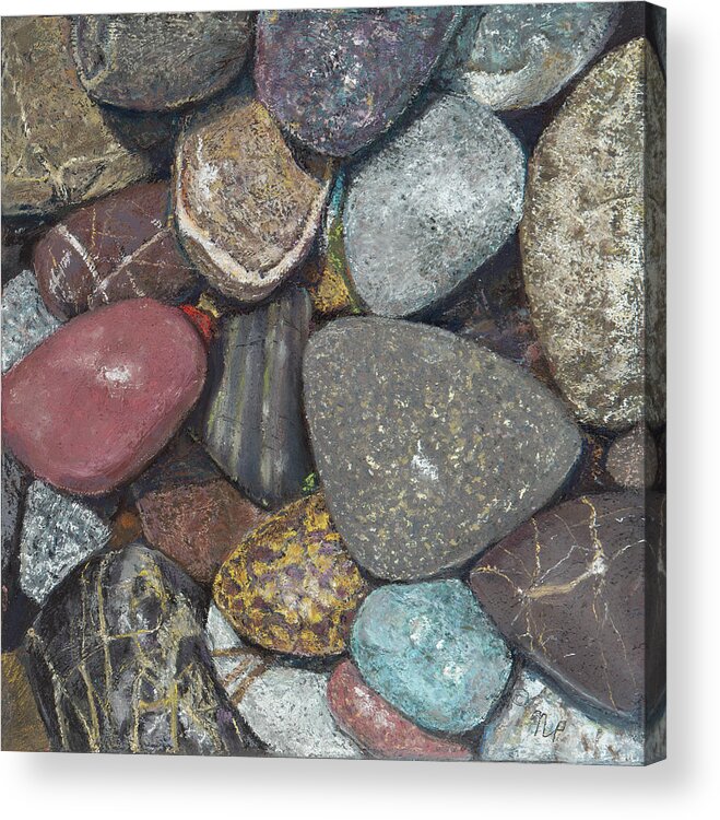 Birdseye Art Studio Acrylic Print featuring the painting Pacific NW Beach Rocks by Nick Payne