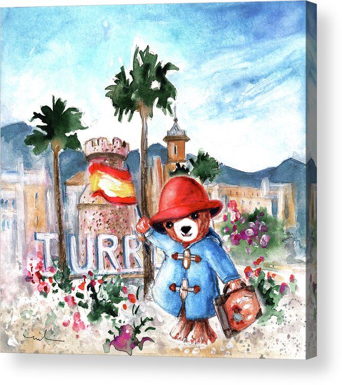 Go Teddy Acrylic Print featuring the painting Paddington Arrival In Spain by Miki De Goodaboom
