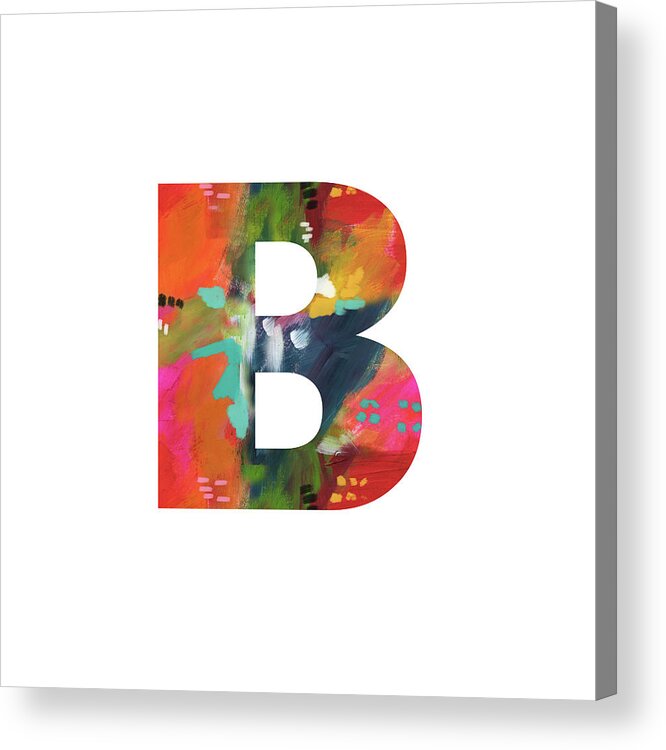 B Acrylic Print featuring the mixed media Painted Letter B-Monogram Art by Linda Woods by Linda Woods
