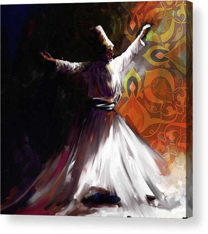 Tanoura Acrylic Print featuring the painting Painting 716 3 Sufi Whirl 2 by Mawra Tahreem