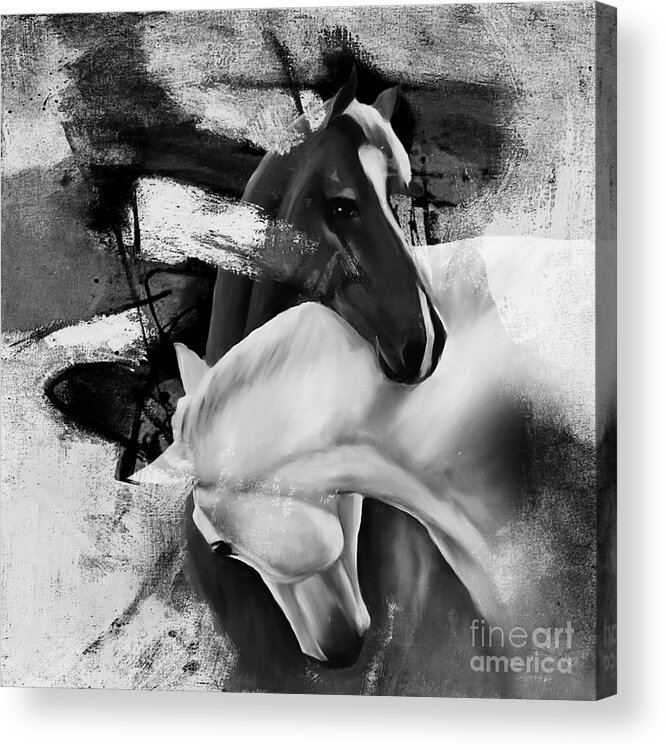 Gull G Acrylic Print featuring the painting Pair of Horse by Gull G