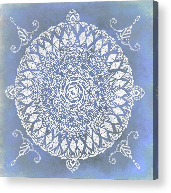 Mandala Acrylic Print featuring the mixed media Paisley Moon Henna Mandala by Deborah Smith