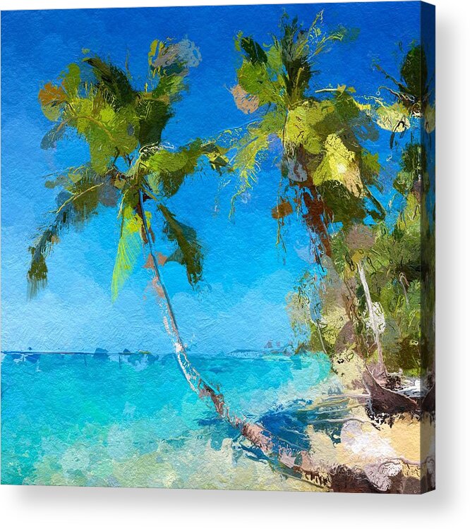 Anthony Fishburne Acrylic Print featuring the drawing Palms beach abstract by Anthony Fishburne