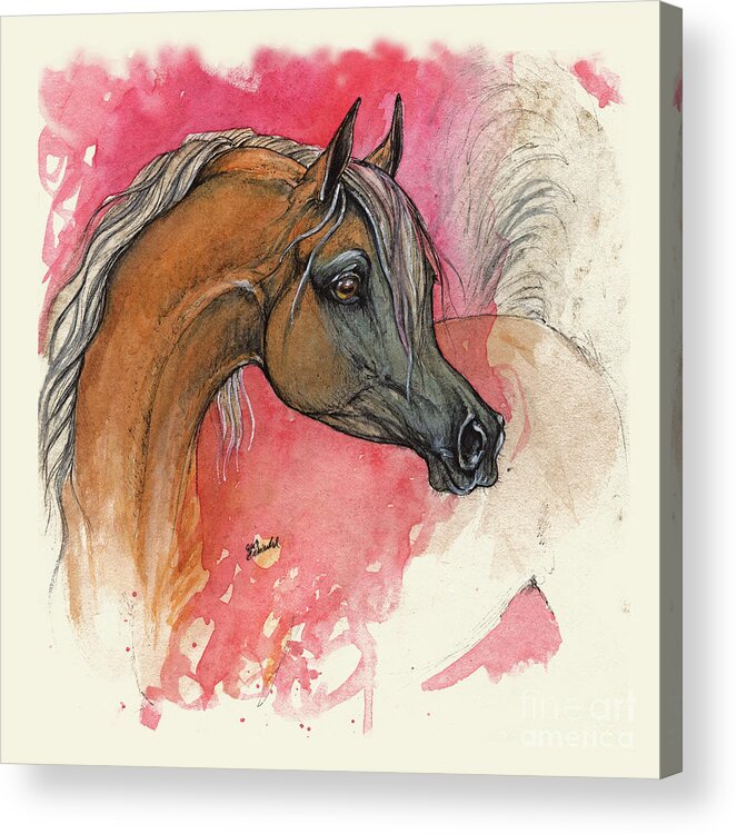 Horse Acrylic Print featuring the painting Palomino Arabian Horse 2013 by Ang El