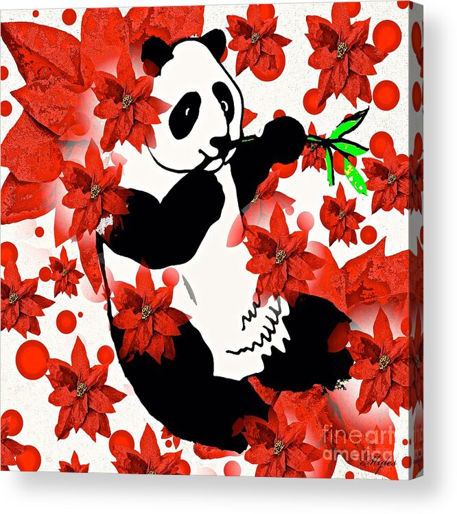 Panda Acrylic Print featuring the painting Panda by Saundra Myles