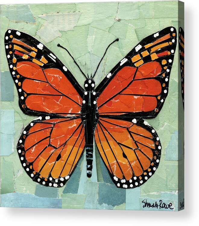 Monarch Acrylic Print featuring the mixed media Paper Butterfly - Monarch by Shawna Rowe